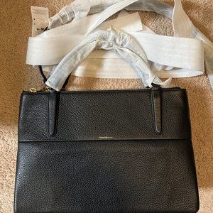 COACH 28160 BOROUGH Black Pebbled Leather Satchel Handbag NWT